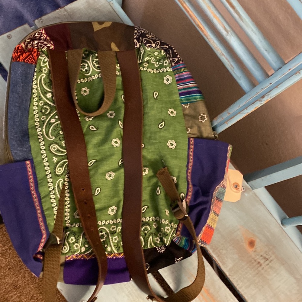 Free People X Tricia Fix Boho Patchwork With Crochet Patches and Leather Straps - Picture 10 of 15